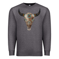 Charcoal Heather Leopard Bull Skull Premium Sweatshirt - Jasminsmagicworld