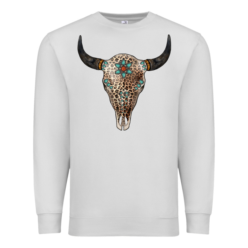 Leopard Bull Skull Premium Sweatshirt by Jasminsmagicworld | Teevron