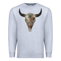 Heather Grey Leopard Bull Skull Premium Sweatshirt - Jasminsmagicworld