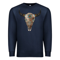 Navy Leopard Bull Skull Premium Sweatshirt - Jasminsmagicworld