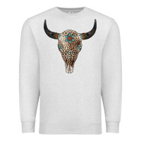 Oatmeal Heather Leopard Bull Skull Premium Sweatshirt - Jasminsmagicworld