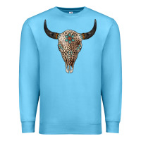 Ocean Blue Leopard Bull Skull Premium Sweatshirt - Jasminsmagicworld