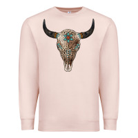 Pale Pink Leopard Bull Skull Premium Sweatshirt - Jasminsmagicworld