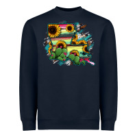Navy Louisiana Map Sunflower Cactus Serape Heavyweight Sweatshirt - RanaPortraitStore