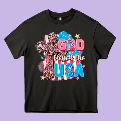 God Blessed The Usa Heavy Core Tee Designed By Fadigitalartstudio