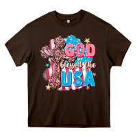 Chocolate Brown God Blessed the USA Heavy Core Tee - FaDigitalArtStudio