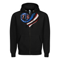 Black american flag heart Zipper Hoodie - Jasminsmagicworld