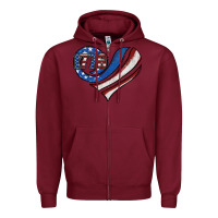 Burgundy american flag heart Zipper Hoodie - Jasminsmagicworld