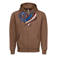 Chestnut american flag heart Zipper Hoodie - Jasminsmagicworld