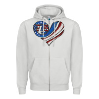 Dove Grey american flag heart Zipper Hoodie - Jasminsmagicworld
