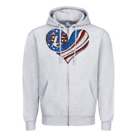 Heather Grey american flag heart Zipper Hoodie - Jasminsmagicworld