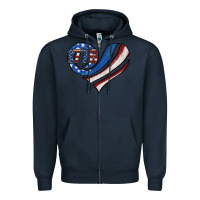 Navy american flag heart Zipper Hoodie - Jasminsmagicworld