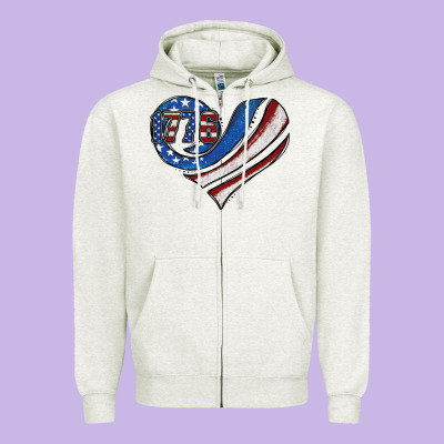American Flag Heart Zipper Hoodie Designed By Jasminsmagicworld
