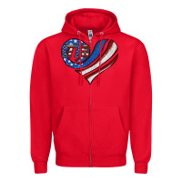 Red american flag heart Zipper Hoodie - Jasminsmagicworld