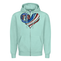 Seafoam american flag heart Zipper Hoodie - Jasminsmagicworld