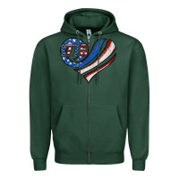 Sports Green american flag heart Zipper Hoodie - Jasminsmagicworld