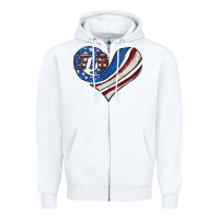 White american flag heart Zipper Hoodie - Jasminsmagicworld