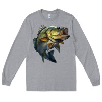 Heather Grey jumping bass Long Sleeve Tee - LillyAllenDesigns