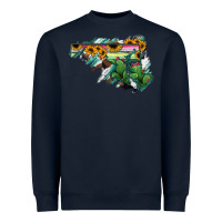 Navy Maryland Map Sunflower Cactus Serape Heavyweight Sweatshirt - RanaPortraitStore