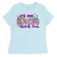 Baby Blue 100 Nursing Students Teams Ladies Tee - CowhideDigitalArt