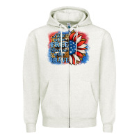 Oatmeal Heather Patriotic Sunflower Zipper Hoodie - Jasminsmagicworld