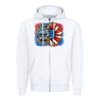 White Patriotic Sunflower Zipper Hoodie - Jasminsmagicworld