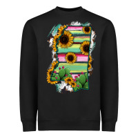 Black Mississippi Map Sunflower Cactus Serape Heavyweight Sweatshirt - RanaPortraitStore