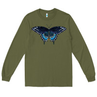 Army Green Black Swallowtail Butterfly Long Sleeve Tee - LillyAllenDesigns