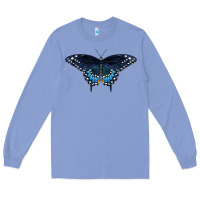 Colony Blue Black Swallowtail Butterfly Long Sleeve Tee - LillyAllenDesigns