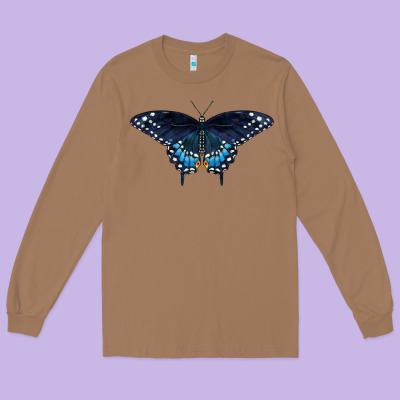 Black Swallowtail Butterfly Long Sleeve Tee Designed By Lillyallendesigns
