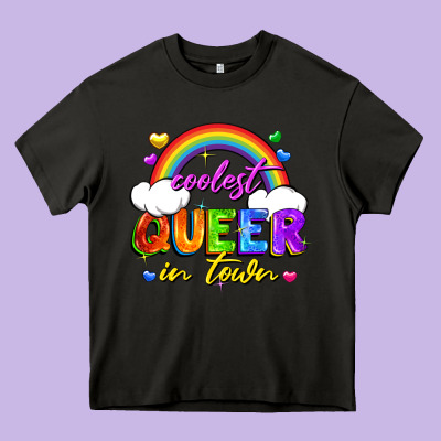 Coolest Queer In Town Heavy Core Tee Designed By Fadigitalartstudio