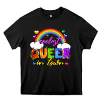 Black Coolest queer in town Heavy Core Tee - FaDigitalArtStudio