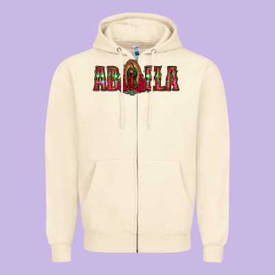 Abuela Floral Aztec Leopard Zipper Hoodie Designed By Jasminsmagicworld