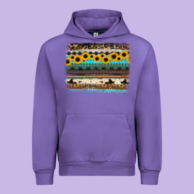 Sunflower Aztec Serape Cowhide Background Urban Hoodie Designed By Ranaportraitstore