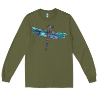 Army Green Blue Dragonfly Long Sleeve Tee - LillyAllenDesigns