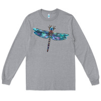 Heather Grey Blue Dragonfly Long Sleeve Tee - LillyAllenDesigns