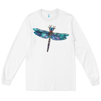 White Blue Dragonfly Long Sleeve Tee - LillyAllenDesigns
