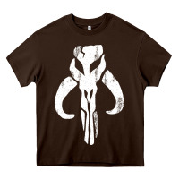 Chocolate Brown mandorian skull Heavy Core Tee - artisFamous