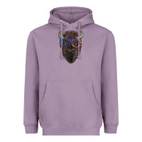 Lavender bison with american flag glasses Heavyweight Hoodie - RanaPortraitStore