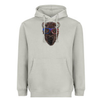 Moon Dust bison with american flag glasses Heavyweight Hoodie - RanaPortraitStore
