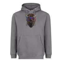 Storm bison with american flag glasses Heavyweight Hoodie - RanaPortraitStore