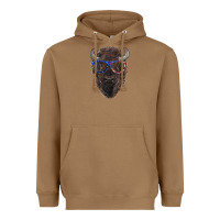 Toasted Coconut bison with american flag glasses Heavyweight Hoodie - RanaPortraitStore