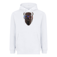 White bison with american flag glasses Heavyweight Hoodie - RanaPortraitStore