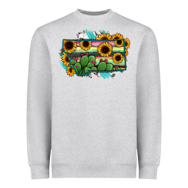 Montana Map Sunflower Cactus Serape Heavyweight Sweatshirt by RanaPortraitStore | Teevron
