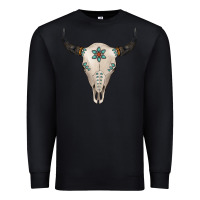 Black Turquoise Bull Skull Premium Sweatshirt - Jasminsmagicworld