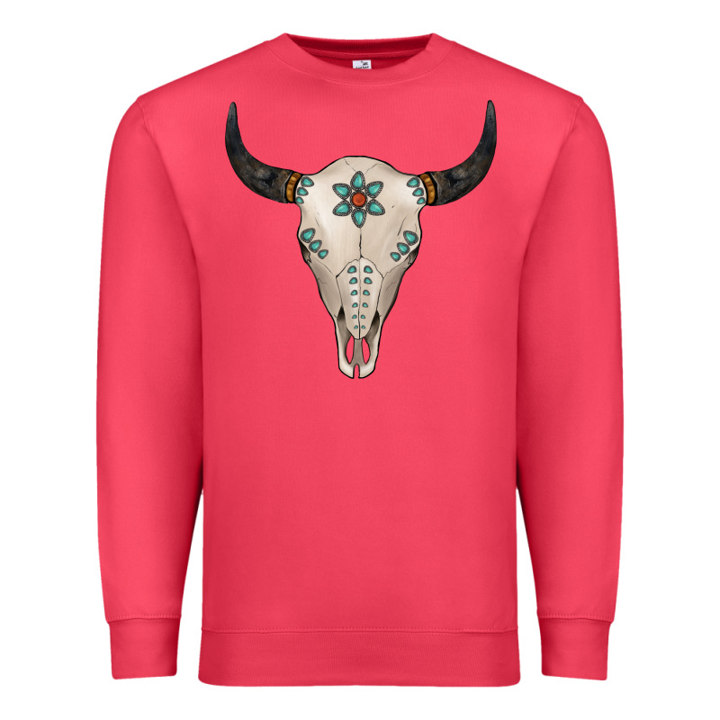 Turquoise Bull Skull Premium Sweatshirt by Jasminsmagicworld | Teevron