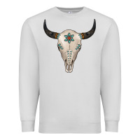 Dove Grey Turquoise Bull Skull Premium Sweatshirt - Jasminsmagicworld