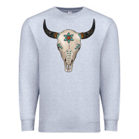Heather Grey Turquoise Bull Skull Premium Sweatshirt - Jasminsmagicworld