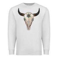 Oatmeal Heather Turquoise Bull Skull Premium Sweatshirt - Jasminsmagicworld