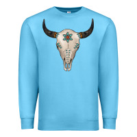 Ocean Blue Turquoise Bull Skull Premium Sweatshirt - Jasminsmagicworld